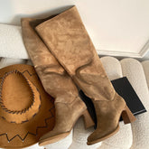 Slimming Chunky Heel High Boots - Fashionner